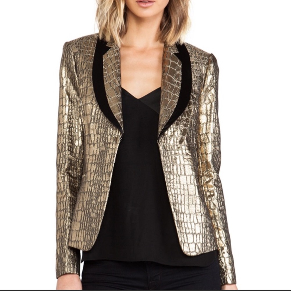 Diane Von Furstenberg gold jacquard Ofelia jacket